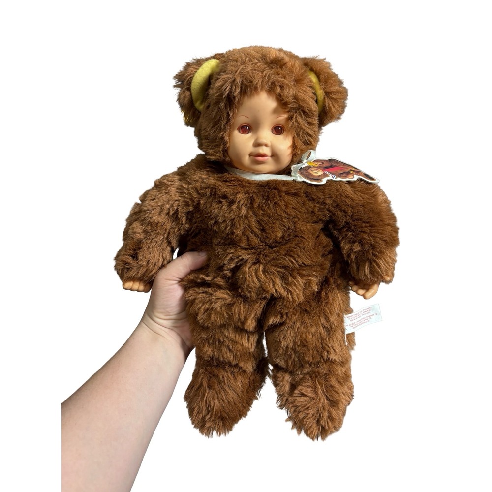 Anne Geddes Brown Bear Baby Doll Vintage 1997 Plush Costume Unimax 9" Brown